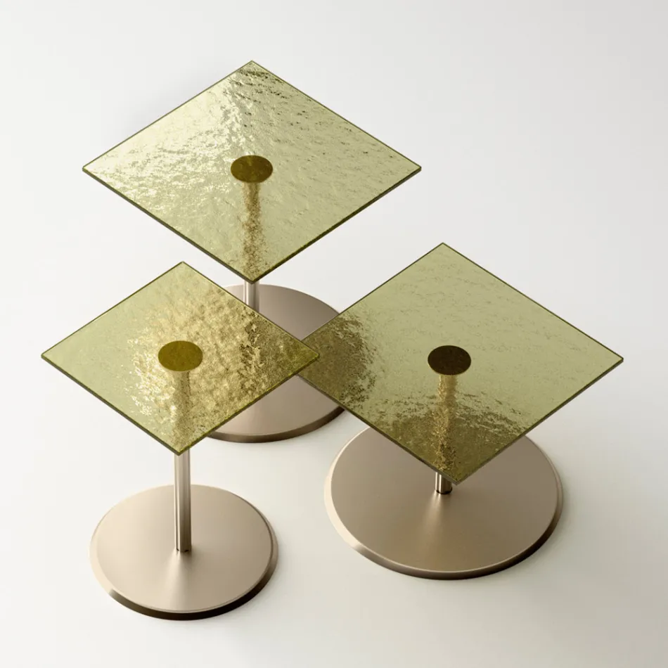 Tavolino con Piano Quadrato in Vetro o Metallo Realizzato in Italia - Anakin Viadurini