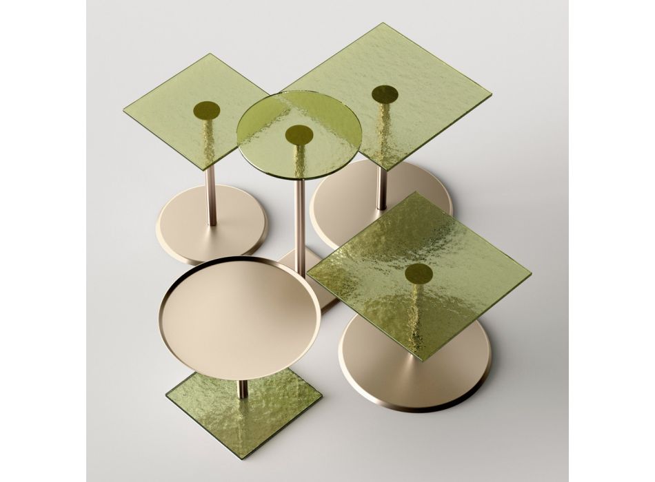Tavolino con Piano Quadrato in Vetro o Metallo Realizzato in Italia - Anakin Viadurini