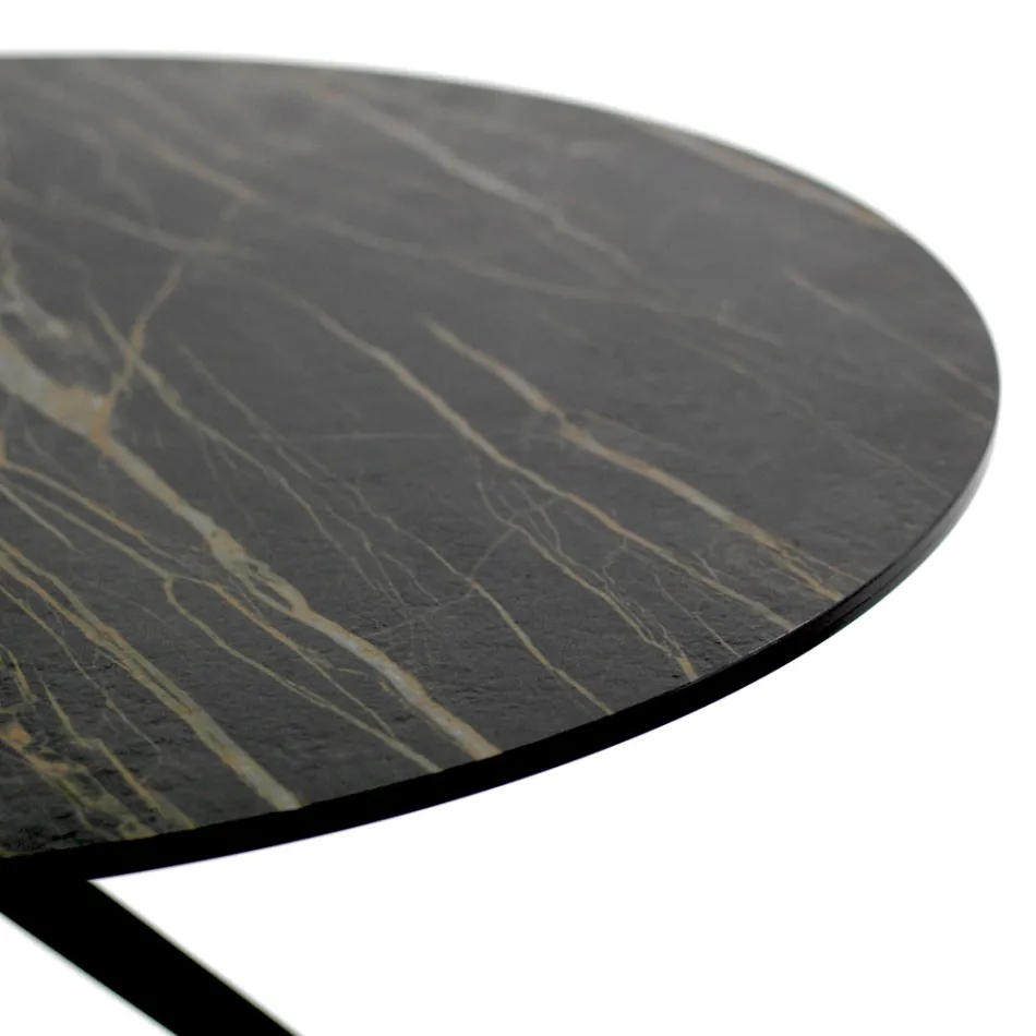 Tavolino con Piano Rotondo Realizzato in Grès Made in Italy - Siste Viadurini