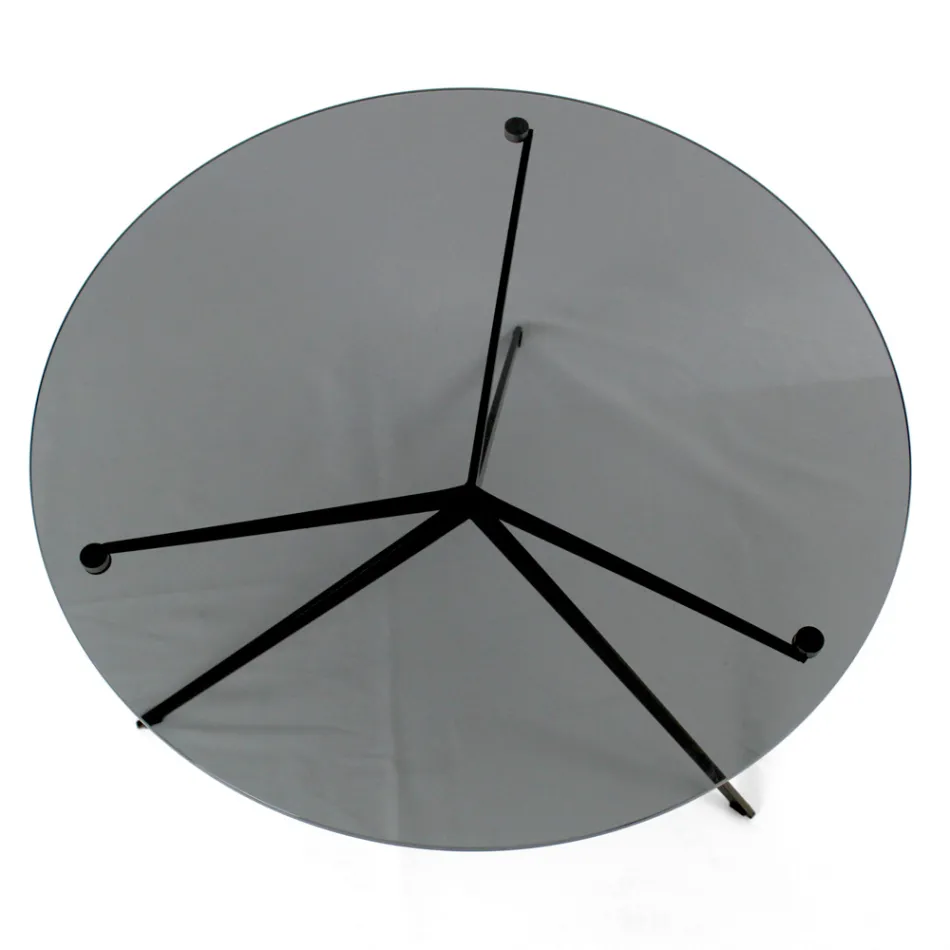 Tavolino con Piano Rotondo Realizzato in Vetro Made in Italy - Siste Viadurini