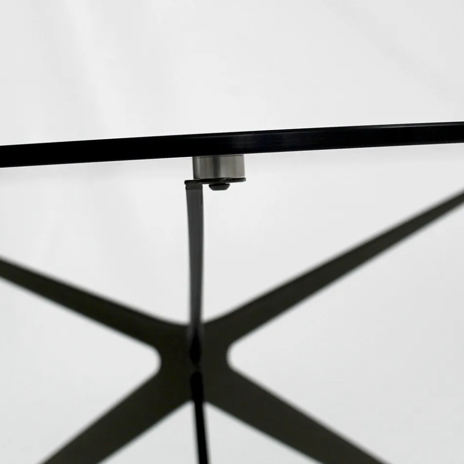 Tavolino con Piano Rotondo Realizzato in Vetro Made in Italy - Siste Viadurini