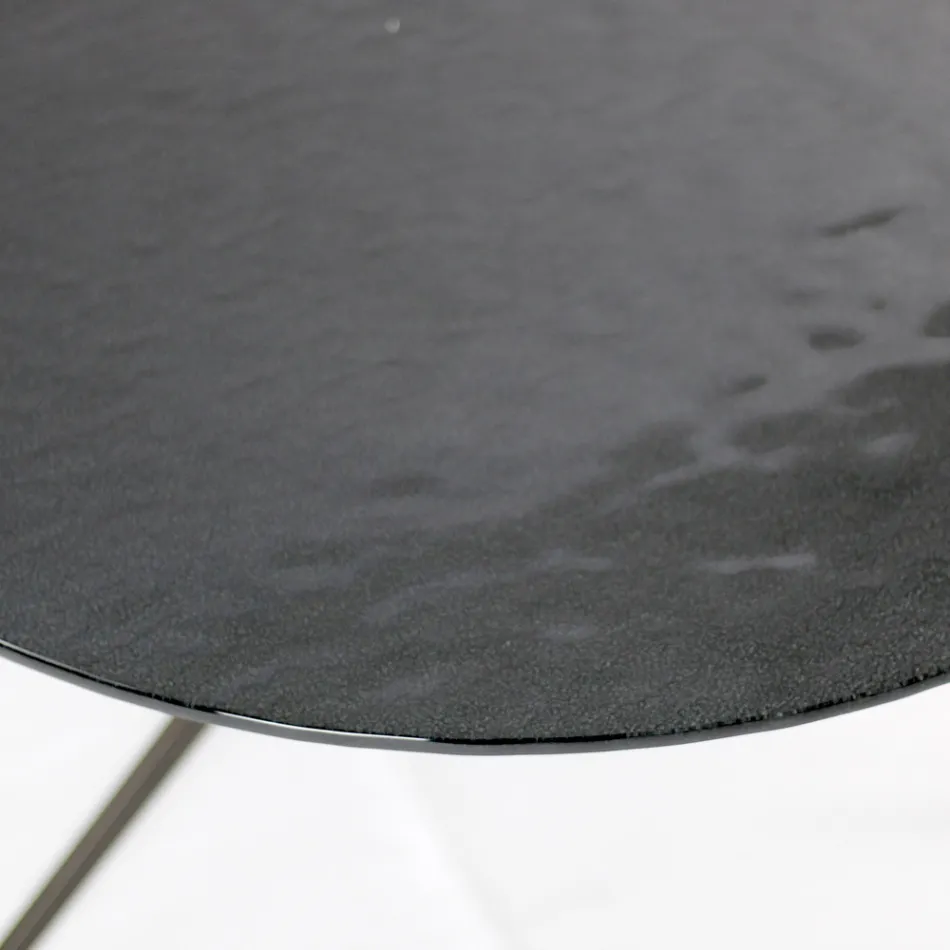 Tavolino con Piano Rotondo Realizzato in Vetro Made in Italy - Siste Viadurini