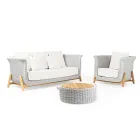 Tavolino Contenitore da Giardino in Teak ed Intreccio in Corda - Arjuna Viadurini