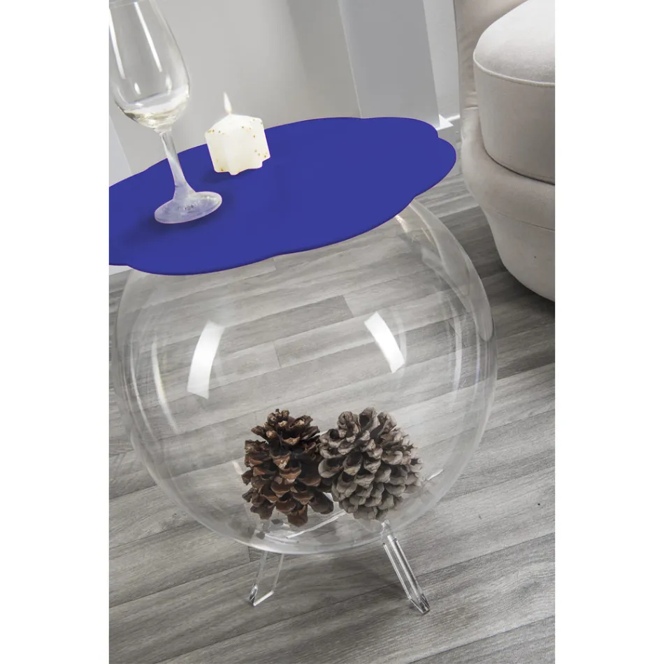 Tavolino / contenitore tondo blu Biffy,design moderno made in Italy Viadurini