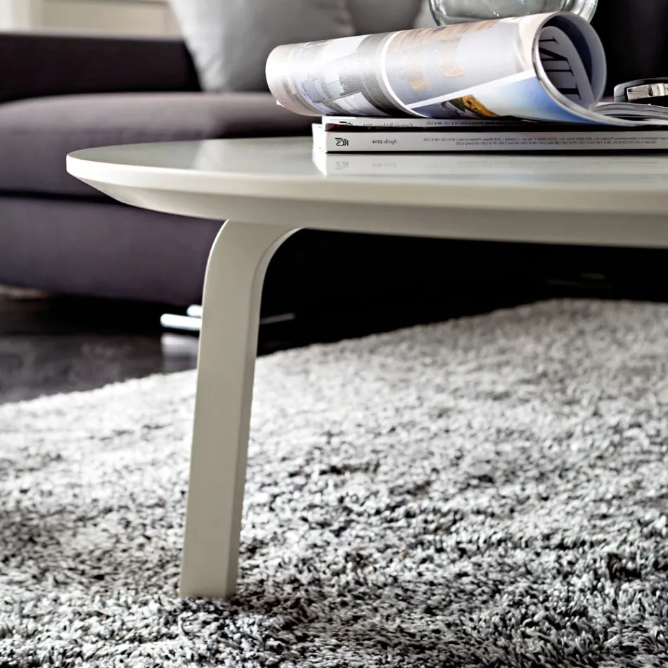 Tavolino da Caffè con Piano Rotondo in Mdf Laccato Realizzato in Italia - Tobiko Viadurini