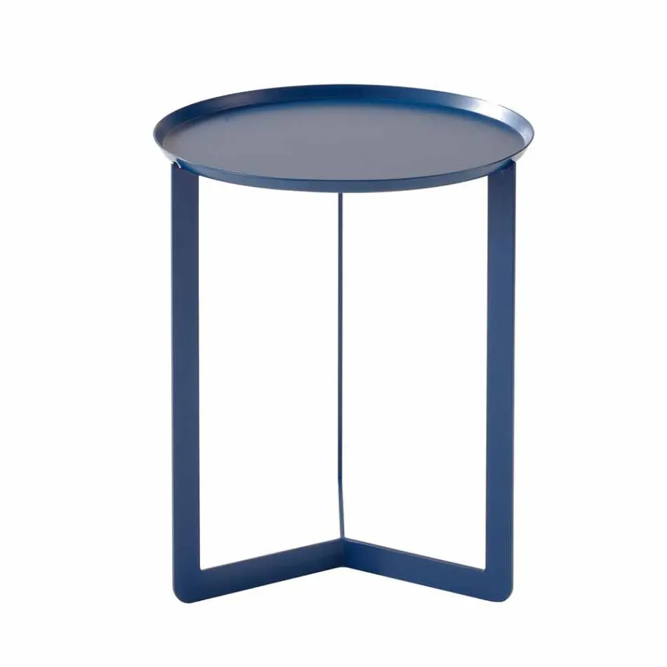 Tavolino da Caffè da Salotto Esterno Design Tondo in Metallo Colorato - Stephane Viadurini