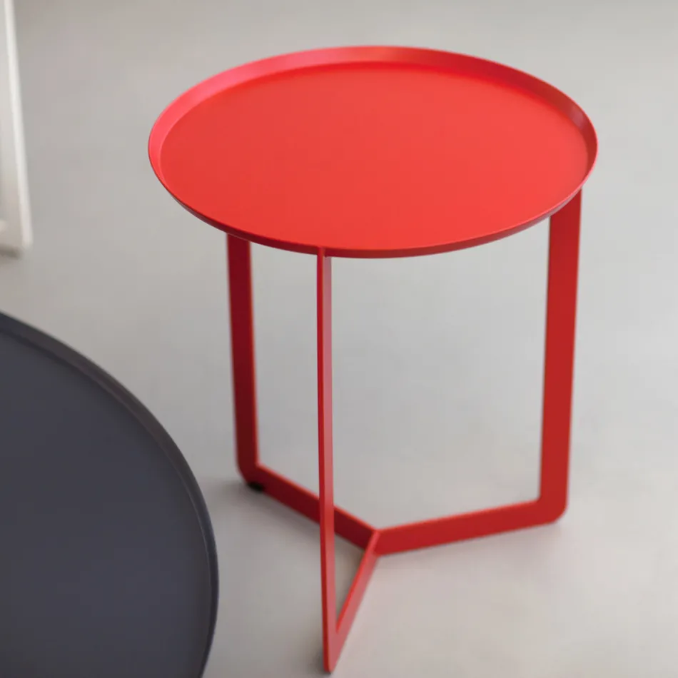 Tavolino da Caffè da Salotto Esterno Tondo in Metallo Made in Italy - Stephane Viadurini