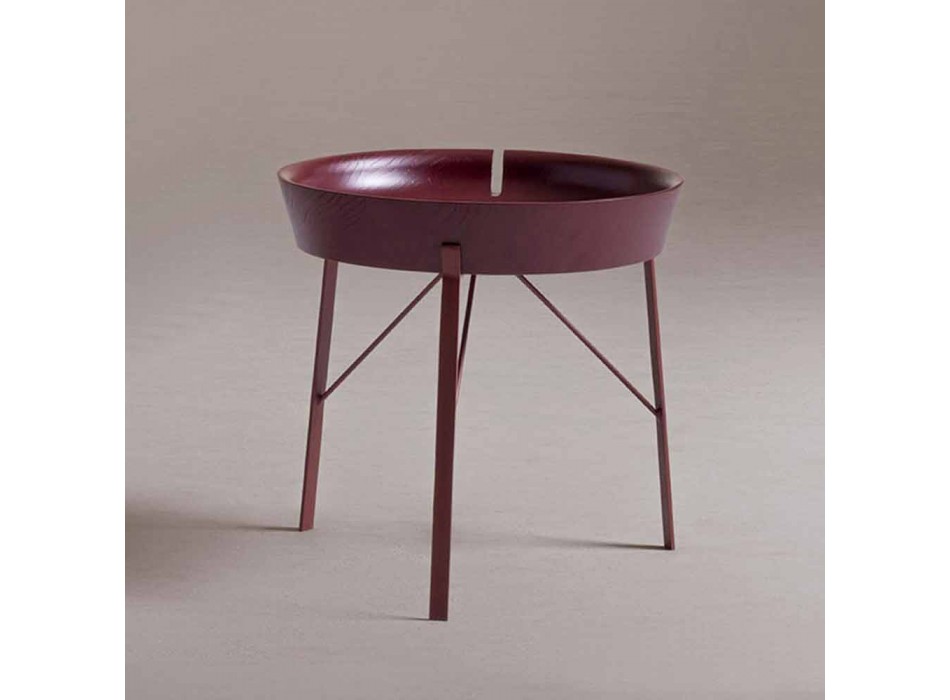 Tavolino da Caffè da Salotto in Acciaio e Legno Colorato Design Moderno - Cocoon Viadurini