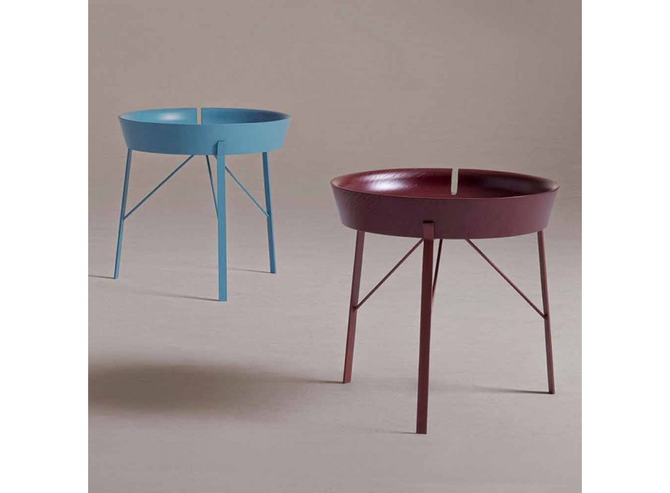 Tavolino da Caffè da Salotto in Acciaio e Legno Colorato Design Moderno - Cocoon Viadurini
