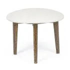 Tavolino da Caffè da Salotto in Marmo e Gambe Legno di Mango - Desiderio Viadurini