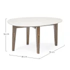 Tavolino da Caffè da Salotto in Marmo e Gambe Legno di Mango - Desiderio Viadurini