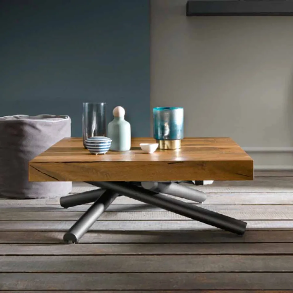 Tavolino da Caffè di Design Trasformabile in Legno Made in Italy - Vincenzo Viadurini