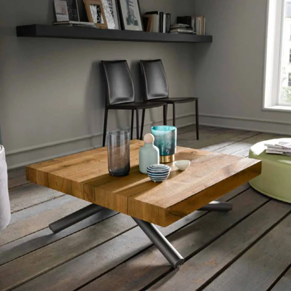 Tavolino da Caffè di Design Trasformabile in Legno Made in Italy - Vincenzo Viadurini