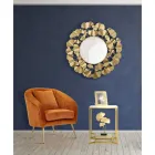 Tavolino da Caffè Dorato Quadrato in Ferro, Resina Bianca e Vetro - Tokyo Viadurini