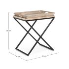Tavolino da Caffè in Acciaio con Vassoio in Legno di Mango Design - Cesira Viadurini