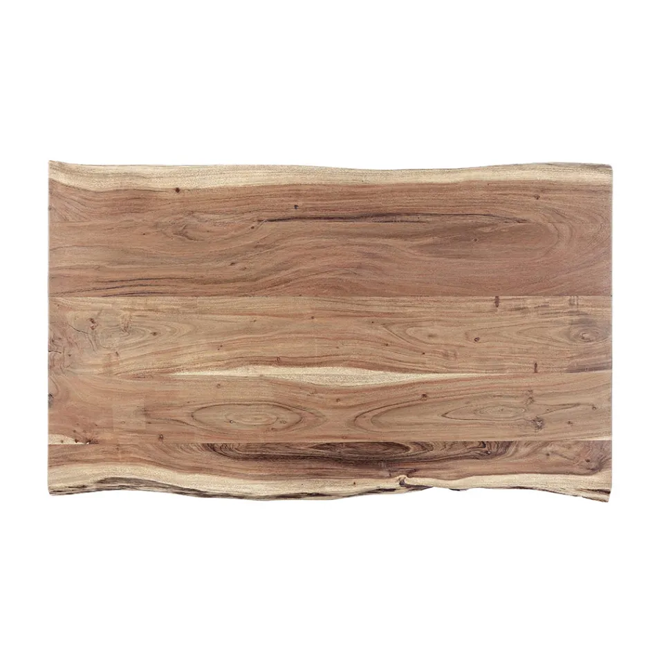 Tavolino da Caffè in Legno Lavorato a Mano e Acciaio Homemotion - Tancredi Viadurini