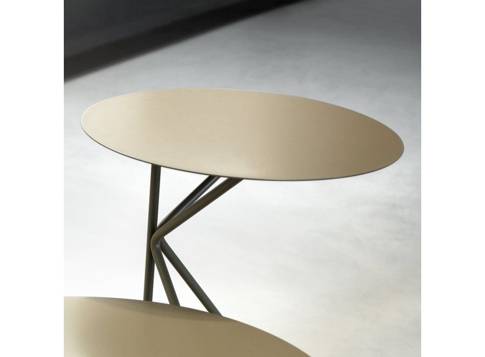Tavolino da Caffè in Metallo Tondo, Design in Vari Colori e 2 Misure - Olesya Viadurini