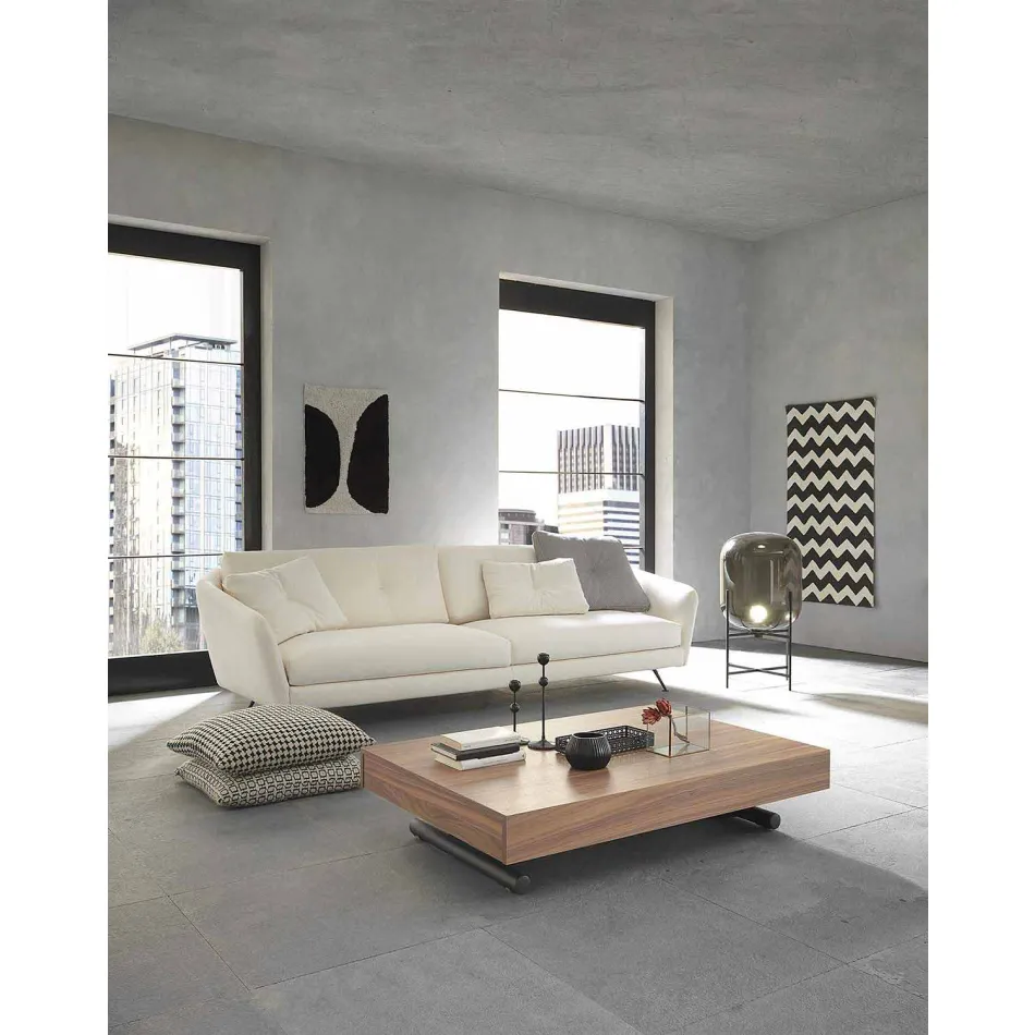 Tavolino da Caffè Moderno Trasformabile in Legno e Metallo Made in Italy - Fabio Viadurini