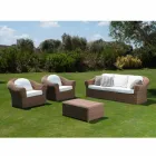 Tavolino da Caffè per il Giardino in Rattan Sintetico Intrecciato - Yves Viadurini