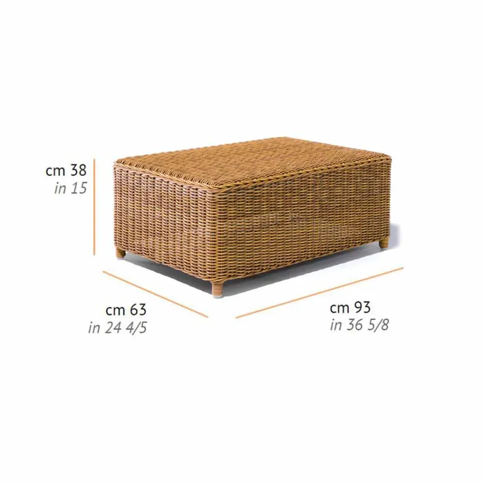 Tavolino da Caffè per il Giardino in Rattan Sintetico Intrecciato - Yves Viadurini