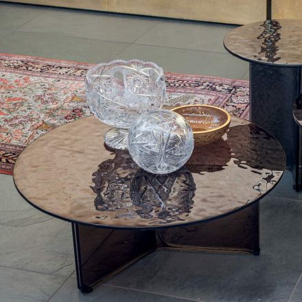 Tavolino da Caffè per Salotto Rotondo in Vetro Design 3 Misure - Imolao Viadurini