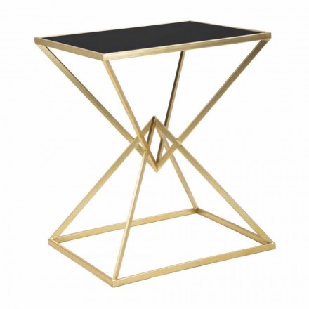 Tavolino da Caffè Rettangolare di Design in Ferro e Vetro - Rosie Viadurini