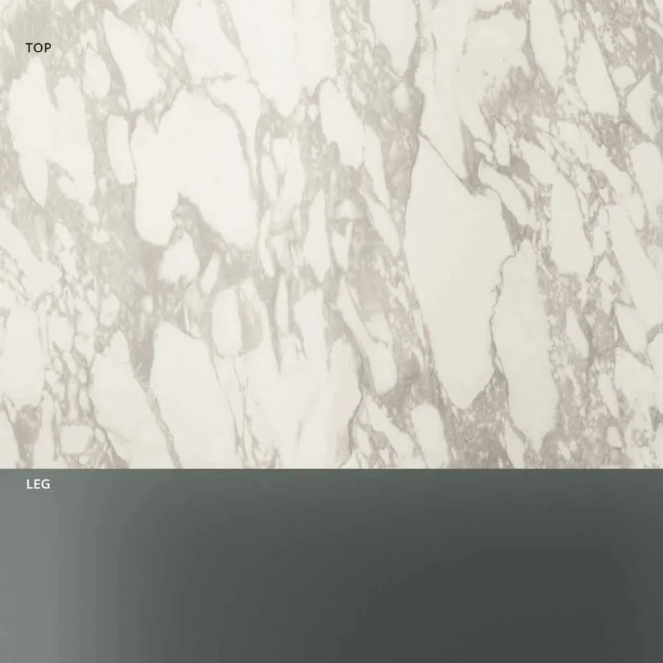 Tavolino da Caffè Tondo con Piano in Ceramica e Gambe in Vetro Fumè - Random Viadurini