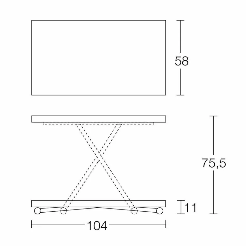 Tavolino da Caffè Trasformabile in Tavolo da Cucina Design Made in Italy - Genio Viadurini