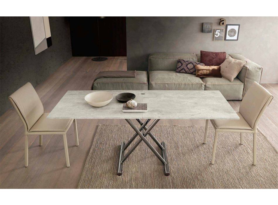 Tavolino da Caffè Trasformabile Moderno in Legno e Metallo Made in Italy - Gabri Viadurini
