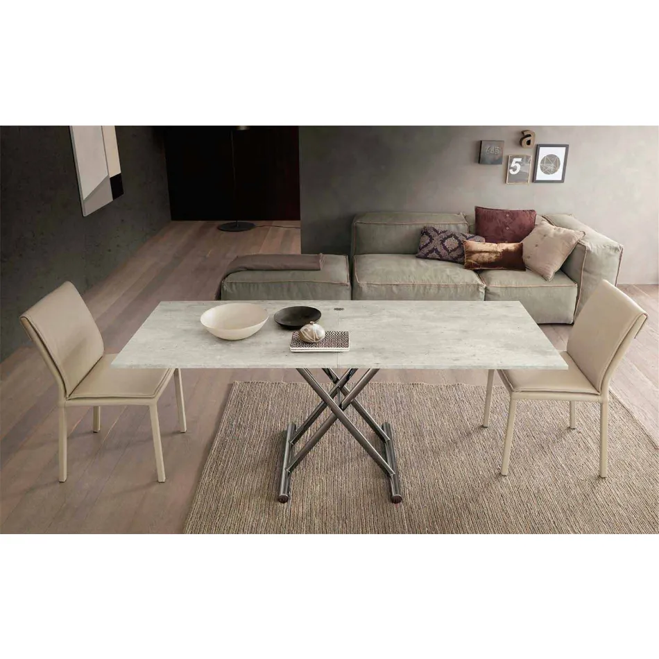 Tavolino da Caffè Trasformabile Moderno in Legno e Metallo Made in Italy - Gabri Viadurini