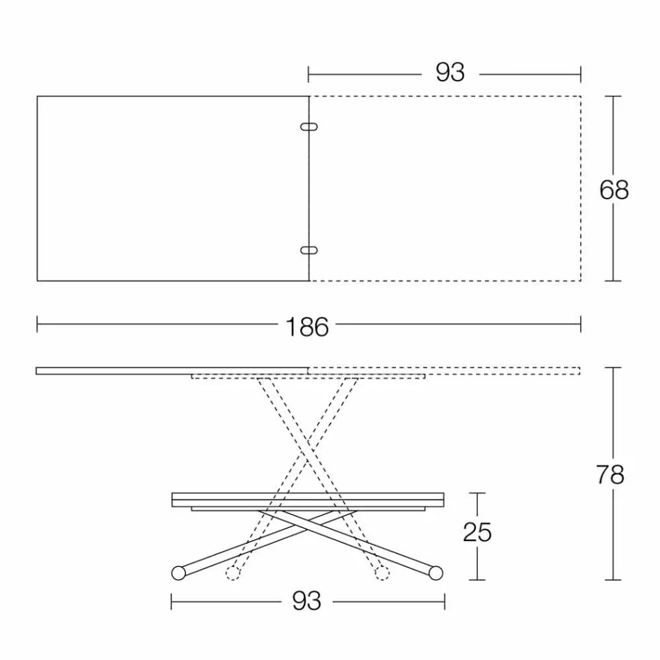 Tavolino da Caffè Trasformabile Moderno in Legno e Metallo Made in Italy - Gabri Viadurini