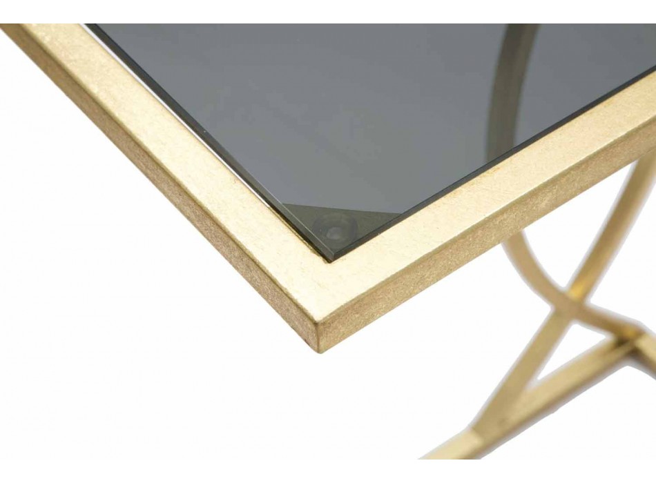 Tavolino da Divano Rettangolare di Design Moderno in Ferro e Vetro - Herbie Viadurini
