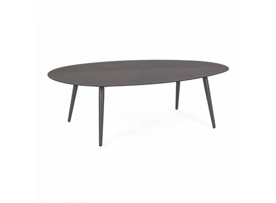 Tavolino da Esterno con Piano Ovale in Alluminio Verniciato - Beyl Viadurini