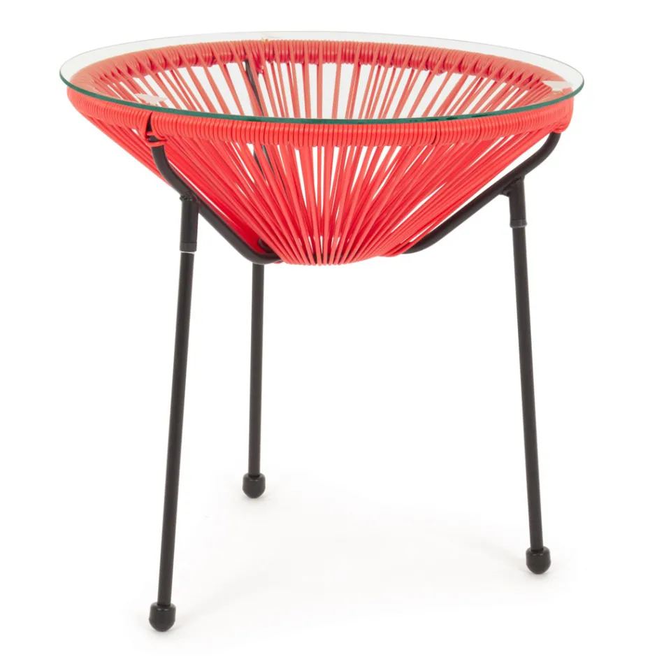 Tavolino da Esterno in Acciaio con Piano in Vetro di Design - Spumolizia Viadurini