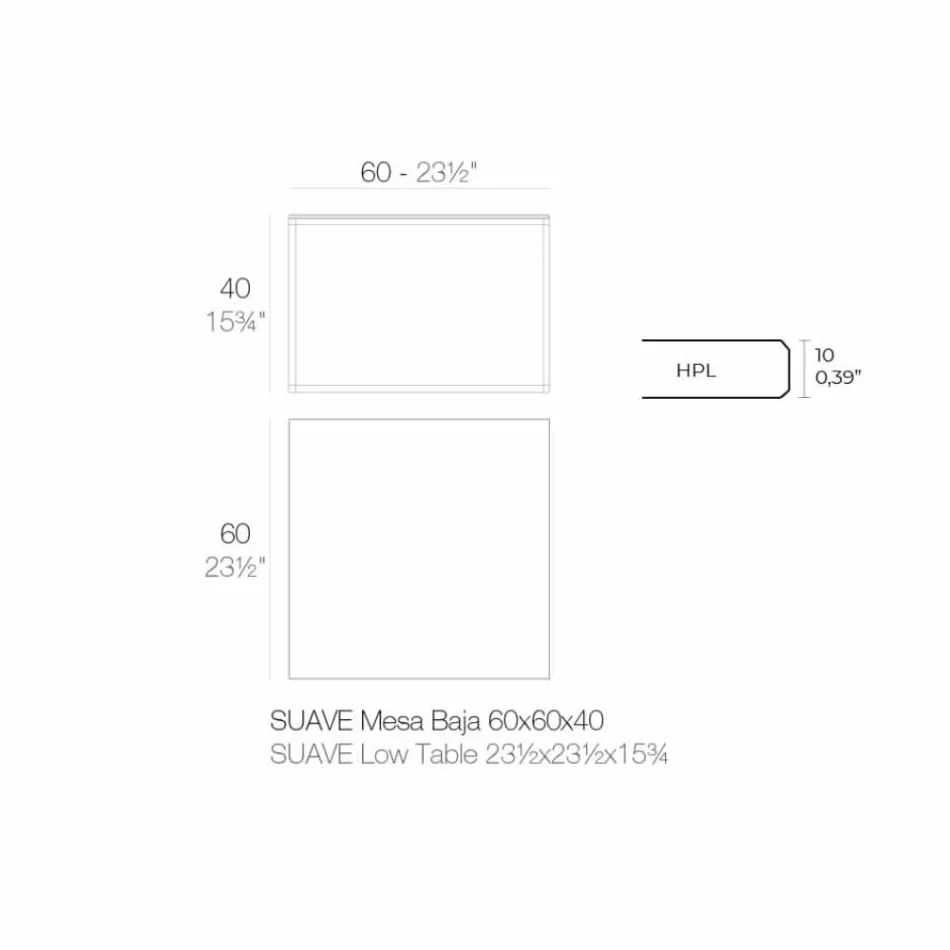 Tavolino da Esterno in Alluminio e Laminato Nero Quadrato - Suave by Vondom Viadurini