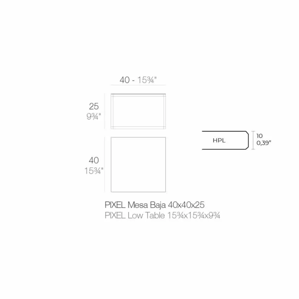 Tavolino da Esterno in Alluminio e Laminato Nero Quadrato - Suave by Vondom Viadurini