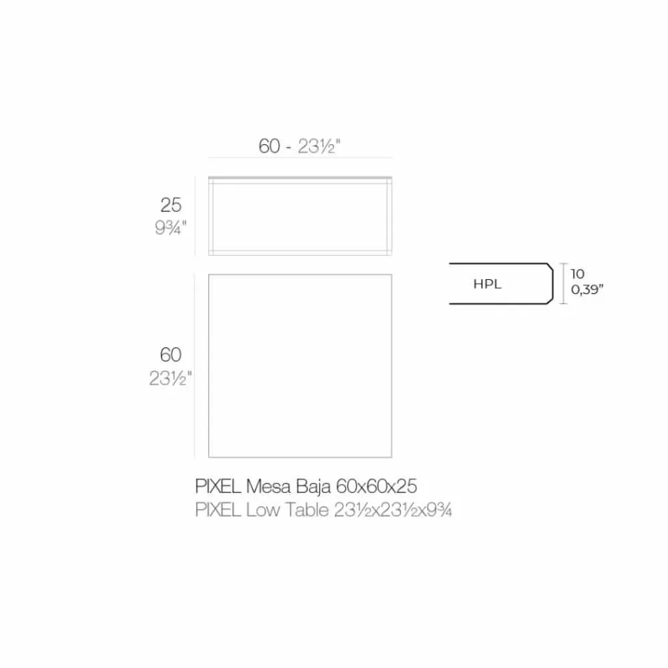 Tavolino da Esterno in Alluminio e Laminato Nero Quadrato - Suave by Vondom Viadurini