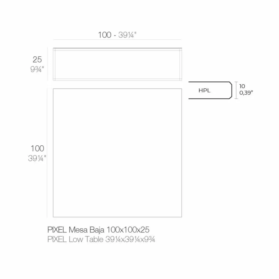 Tavolino da Esterno in Alluminio e Laminato Nero Quadrato - Suave by Vondom Viadurini
