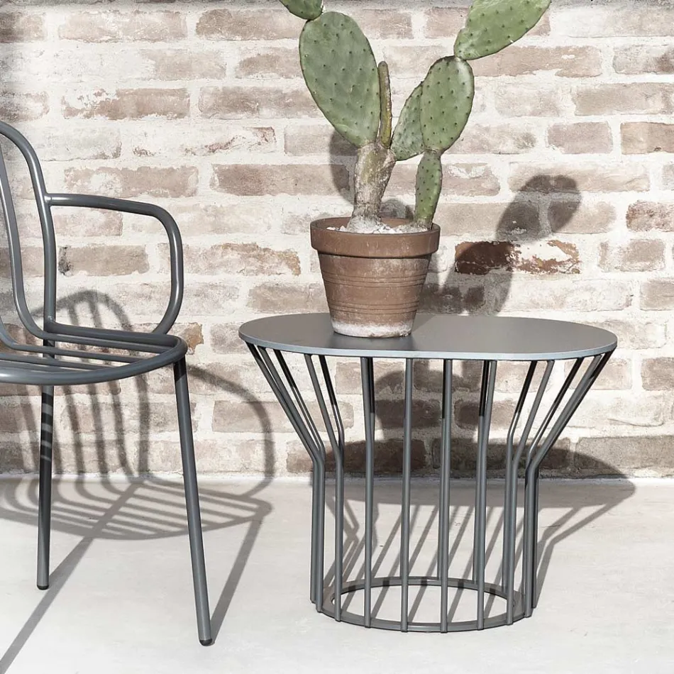 Tavolino da Esterno in Hpl e Metallo Made in Italy - Guerrino Viadurini