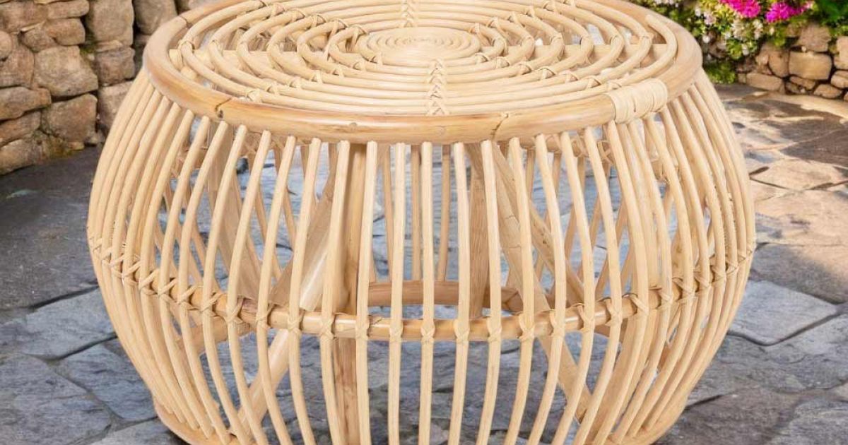 Bamworld Tavolino in rattan, a forma di Z, stile moderno, di metà secolo, comodino in vetro, piccolo tavolino in bambù, tavolino da caffè con