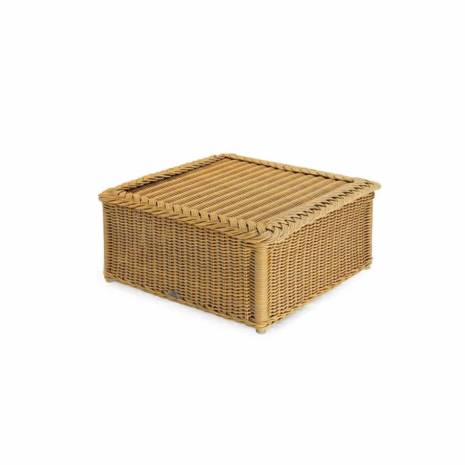 Tavolino da esterno interamente in polietilene intrecciato a mano Matt Viadurini