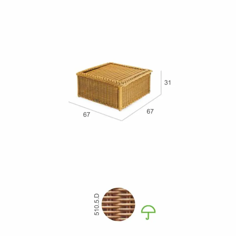 Tavolino da esterno interamente in polietilene intrecciato a mano Matt Viadurini