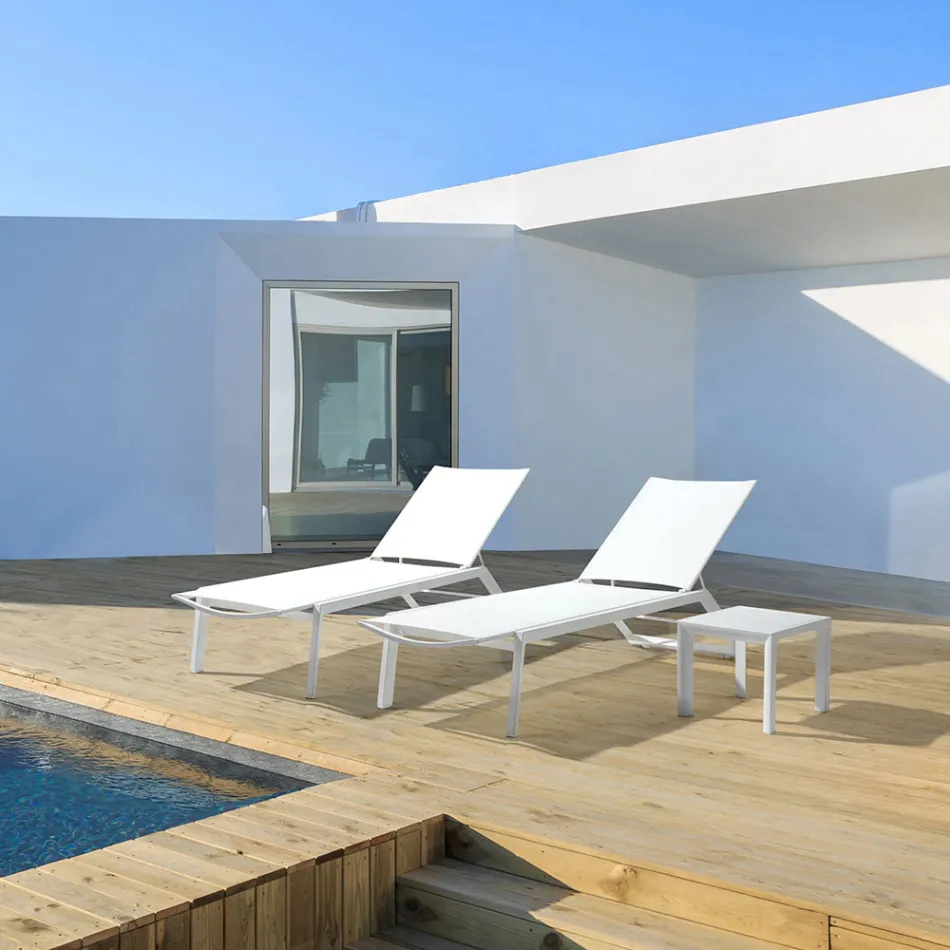 Tavolino da Esterno Quadrato Alluminio Verniciato, Homemotion 2 Pezzi - Marius Viadurini