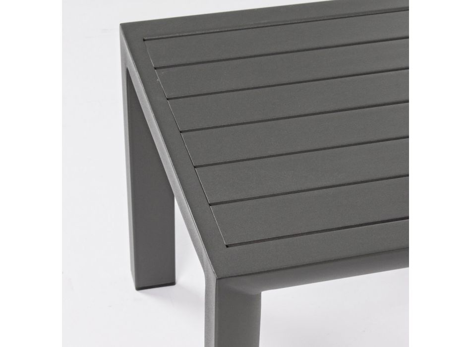 Tavolino da Esterno Quadrato Alluminio Verniciato, Homemotion 2 Pezzi - Marius Viadurini