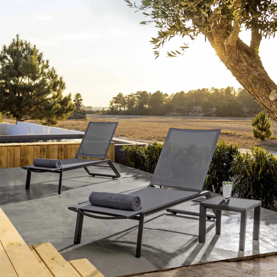 Tavolino da Esterno Quadrato Alluminio Verniciato, Homemotion 2 Pezzi - Marius Viadurini