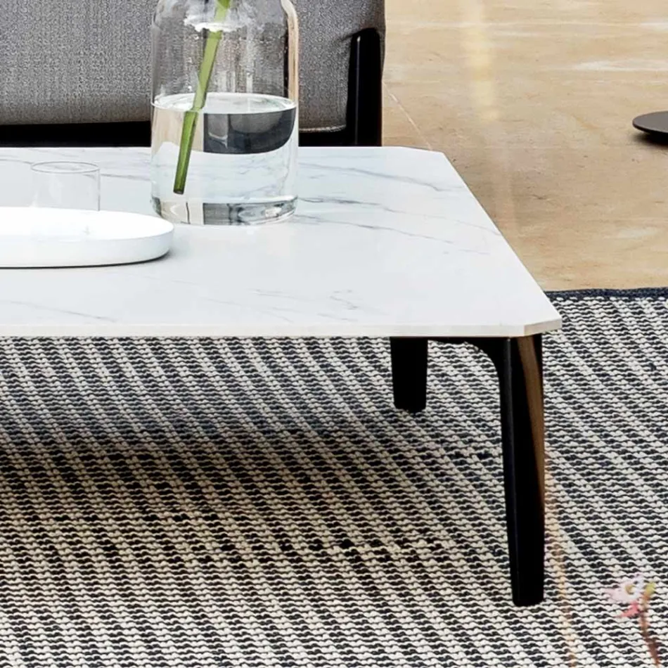 Tavolino da Esterno Quadrato in Alluminio e Gres di Alta Qualità - Filomena Viadurini