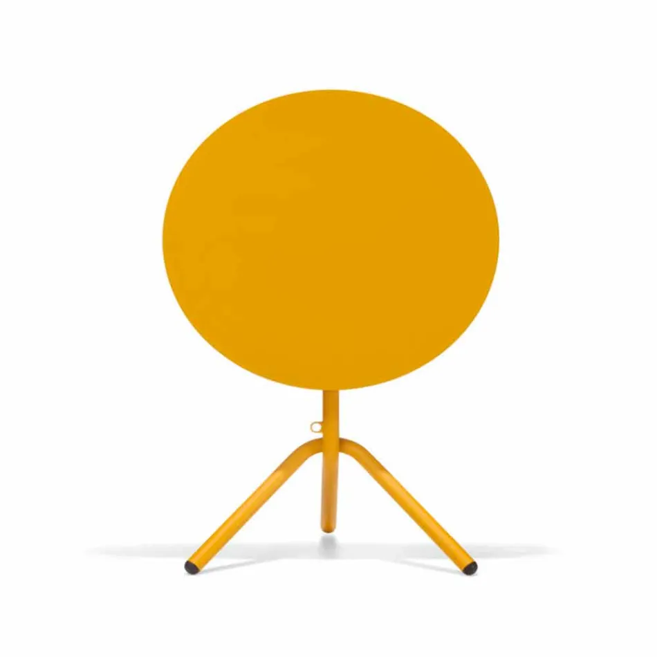 Tavolino da Esterno Rotondo in Metallo e Lamiera Made in Italy - Alberic Viadurini