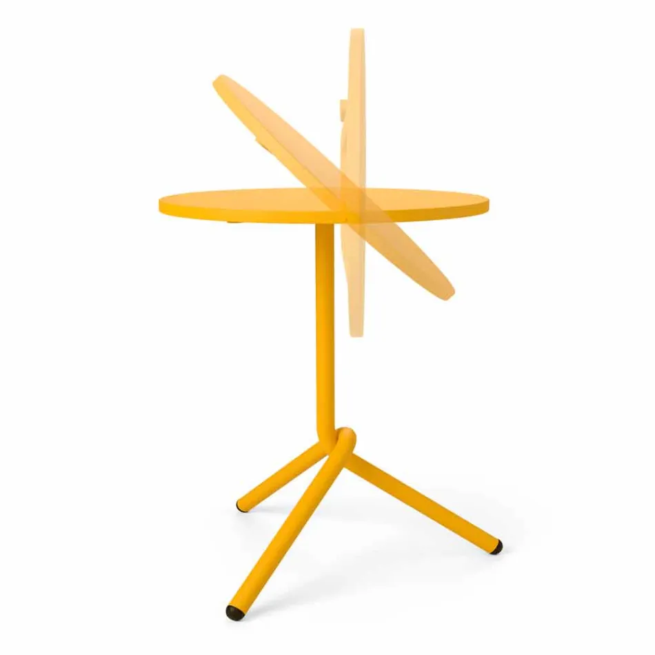 Tavolino da Esterno Rotondo in Metallo e Lamiera Made in Italy - Alberic Viadurini