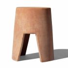 Tavolino da Esterno Rotondo in Terracotta Realizzato in Italia - Degolino Viadurini