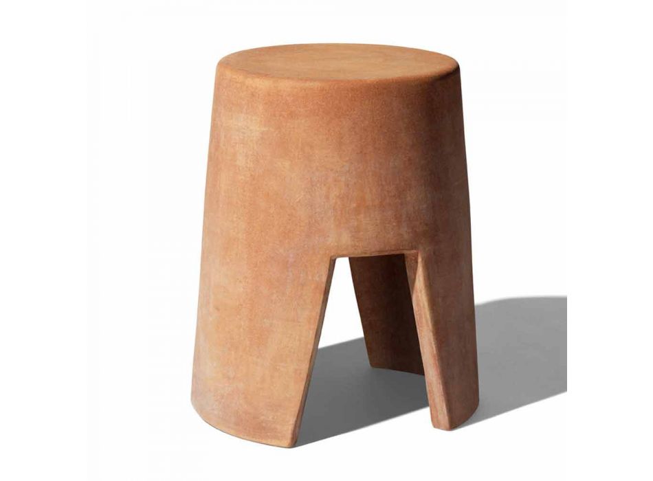Tavolino da Esterno Rotondo in Terracotta Realizzato in Italia - Degolino Viadurini